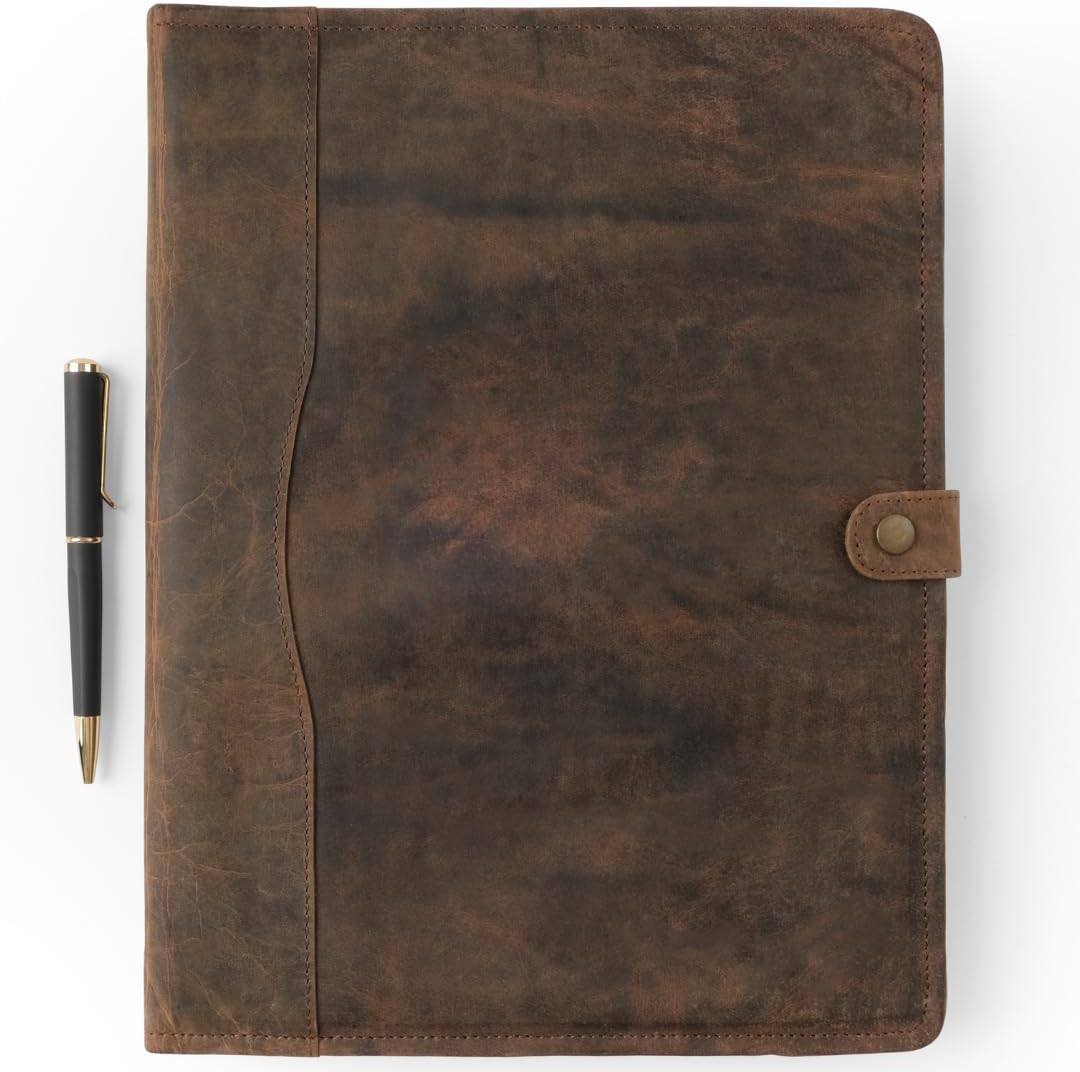 Leather Portfolio Binder with Pen for Men and Women