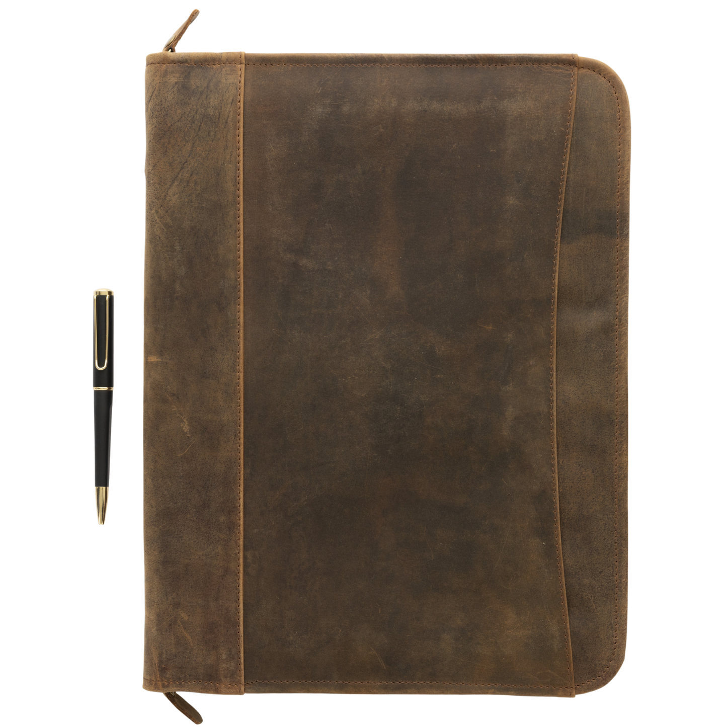 Leather Padfolio with Zipper for Men and Women