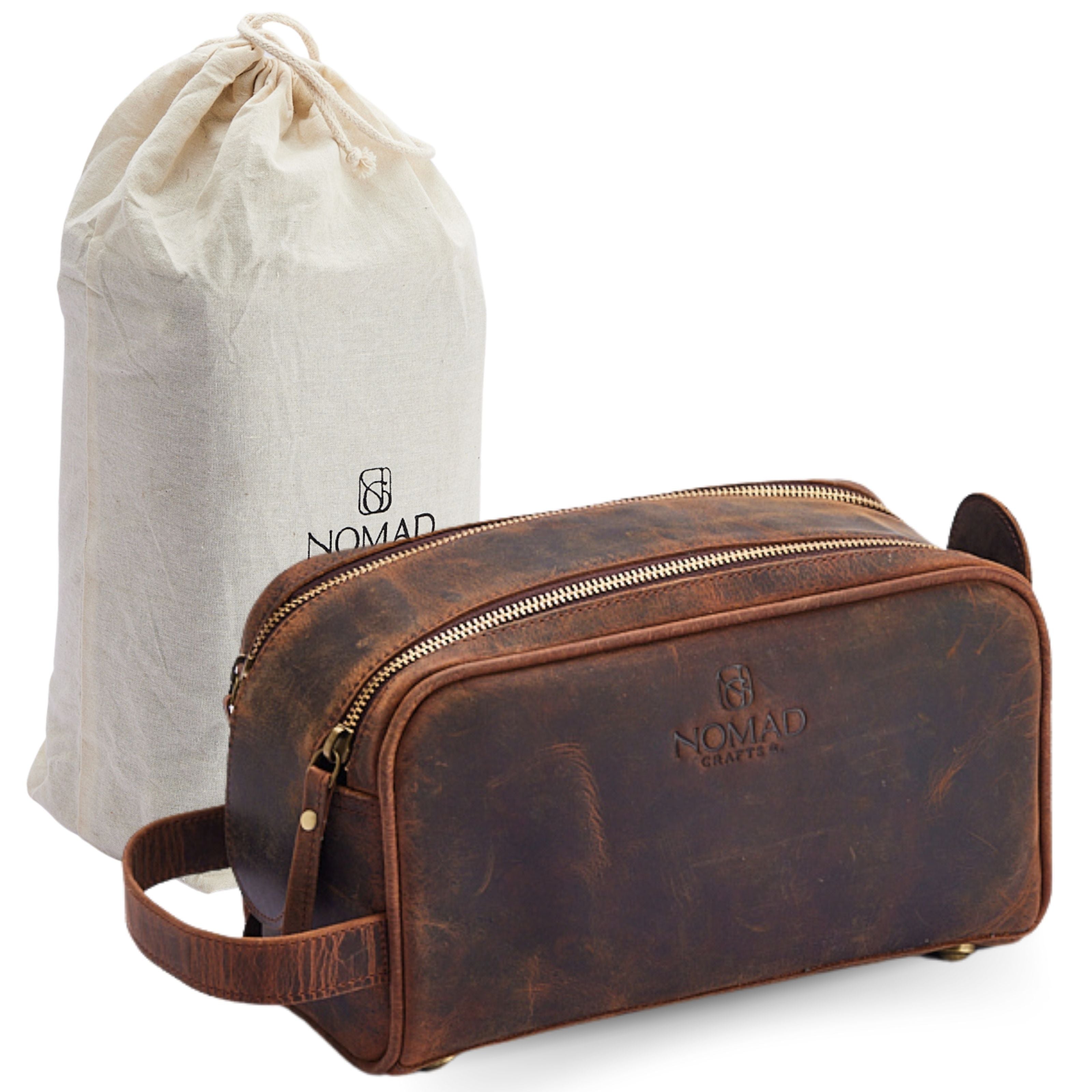 buy mens travel toiletrie bag Large Leather Travel Toiletry Bag