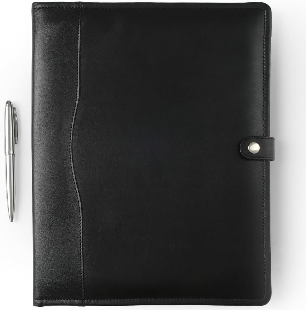 Leather Portfolio Binder with Pen for Men and Women