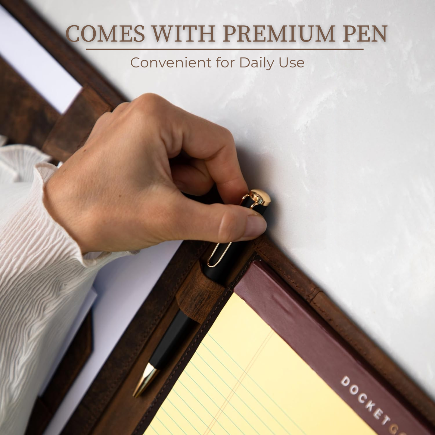 Leather Portfolio Binder with Pen for Men and Women