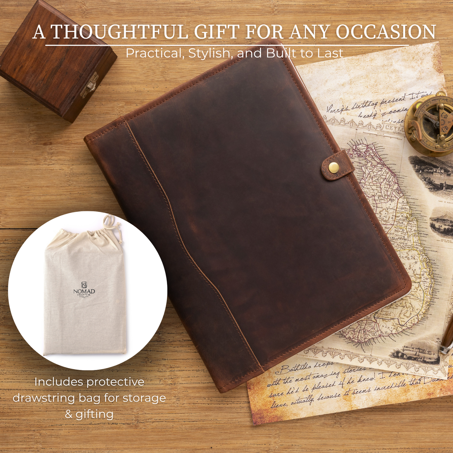 Leather Portfolio Binder with Pen for Men and Women