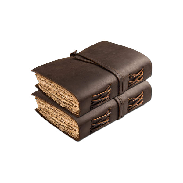 Charcoal Brown Leather Journal - A4 - 2 Pack