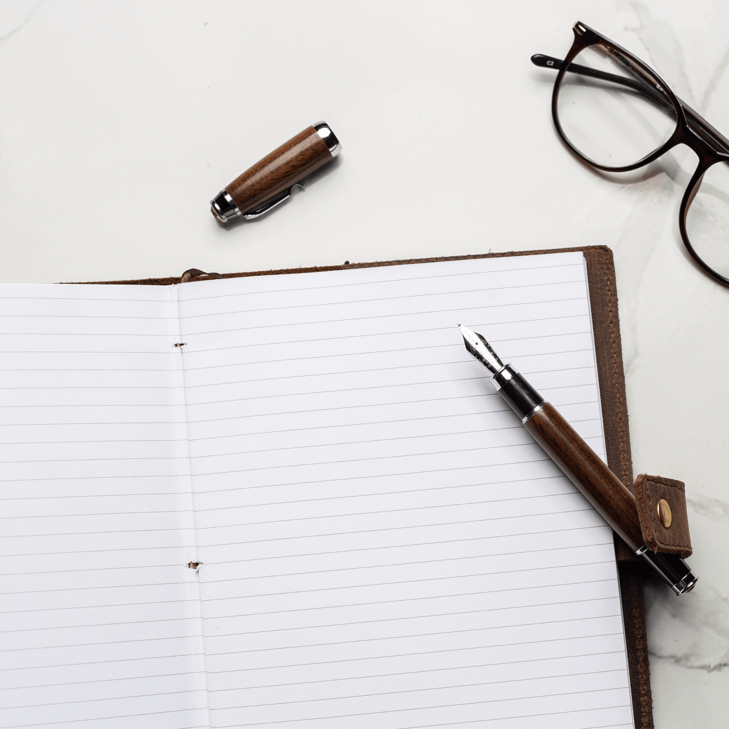 Refillable Leather Journal - Premium Lined A5 Writing Notebook Cover