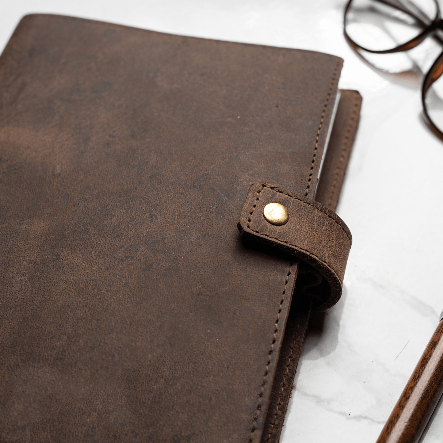 Refillable Leather Journal - Premium Lined A5 Writing Notebook Cover