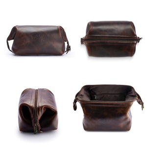 Premium Leather Travel Toiletry Bag for Men and Women