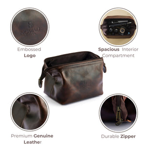 Premium Leather Travel Toiletry Bag for Men and Women