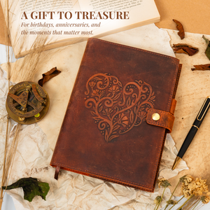 A5 Refillable Leather Journal with Embossed Heart