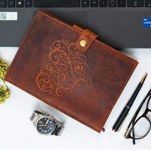 A5 Refillable Leather Journal with Embossed Heart
