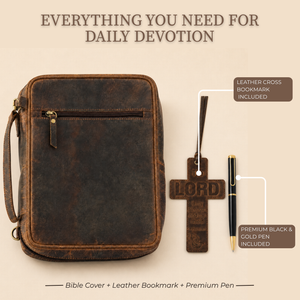 Large Leather Bible Cover Case | Full-Grain Bible Carrying Case