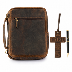 Large Leather Bible Cover Case | Full-Grain Bible Carrying Case
