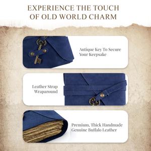 Vintage Leather Journal with Key – Lined Handmade Notebook Antique Leather Bound Writing Journal for Men & Women – Blue