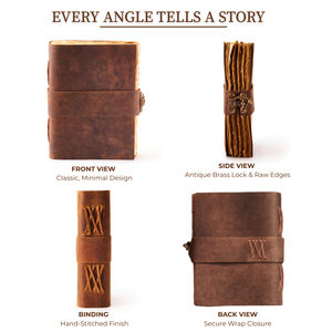 Vintage Brown Leather Journal with Lock – Deckle Edge Paper