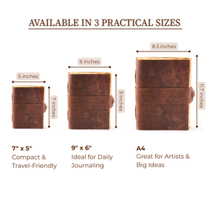 Vintage Brown Leather Journal with Lock – Deckle Edge Paper