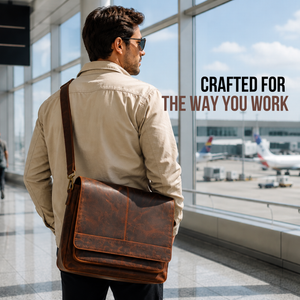 Full-Grain Leather Satchel for Men – Vintage Leather Messenger Laptop Bag