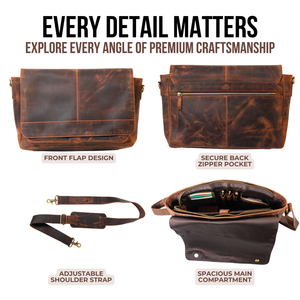 Full-Grain Leather Satchel for Men – Vintage Leather Messenger Laptop Bag