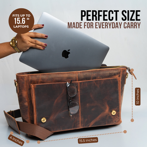 Full-Grain Leather Satchel for Men – Vintage Leather Messenger Laptop Bag
