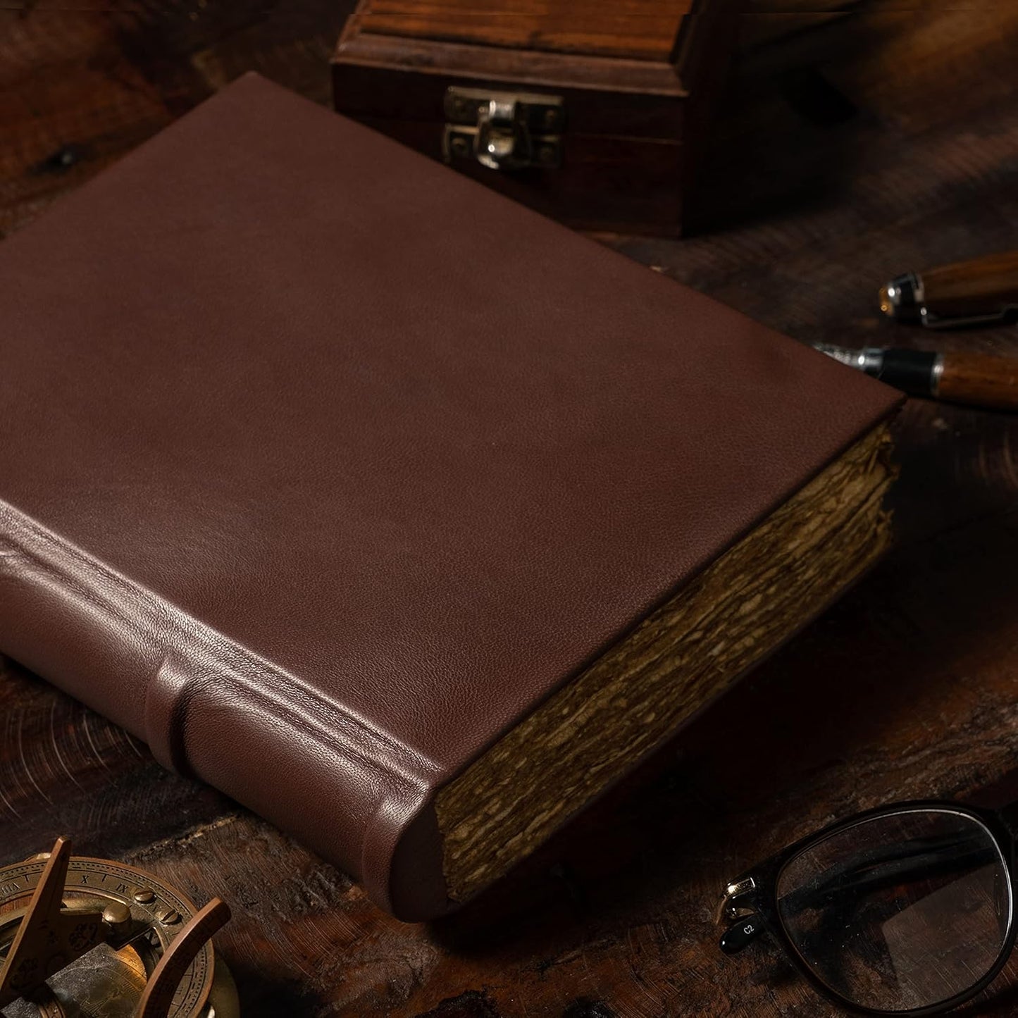 Hardcover Leather Journal with Deckle Edge Paper 8" x6"