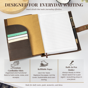 A5 Refillable Leather Journal with Embossed Heart