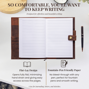 A5 Refillable Leather Journal with Embossed Heart