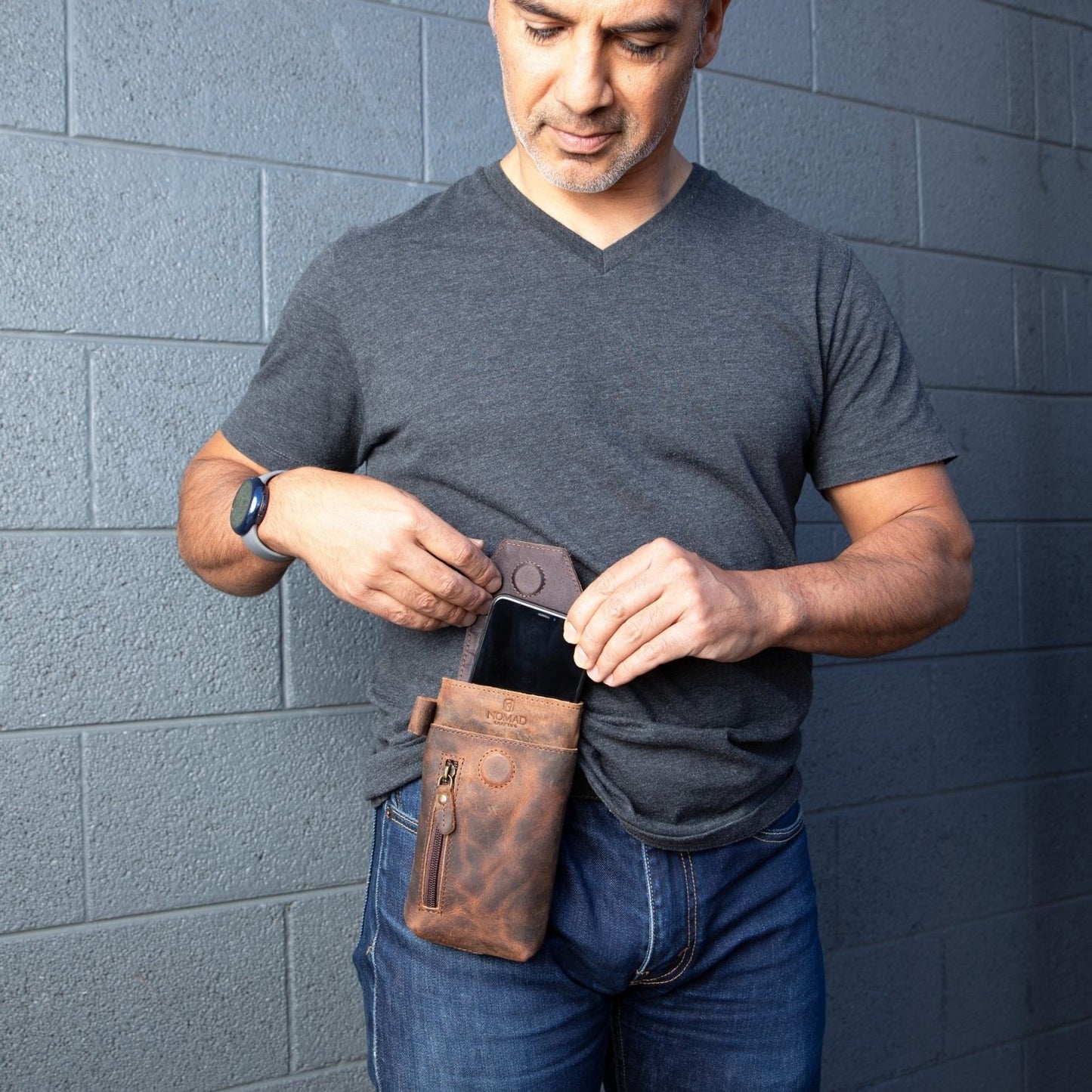 Leather Phone Holster for Men with Magnetic Closure 7.25”x4”