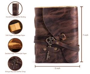 Vintage Leather Journal – Deckle Edge Paper (Red Brown)