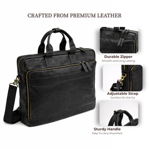 Leather Messenger Bag – 18” Laptop Briefcase