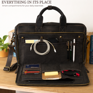 Leather Messenger Bag – 18” Laptop Briefcase
