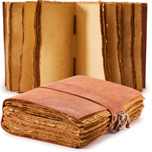 Vintage Leather Journal with Lock – 7x5 Inch Handmade Journal with Antique Deckle Edge Paper, Genuine Leather Writing Notebook by NomadCraftsCo.