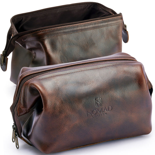 Premium Leather Travel Toiletry Bag for Men and Women