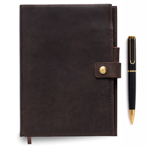 A5 Refillable Leather Journal with Pen