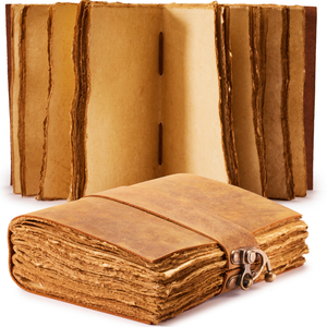Weathered Brown Vintage Leather Journal with Lock – Deckle Edge Paper