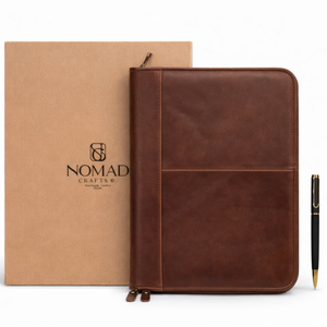 Leather Padfolio with Zipper – Professional Portfolio Folder