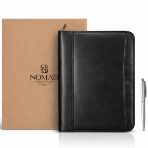 Leather Padfolio with Zipper for Men and Women