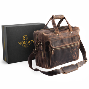 Brown Leather Messenger Bag – 15” Laptop Briefcase