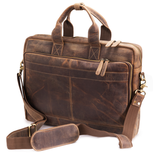 Leather Messenger Bag for Men – 16-Inch Laptop Case, Office Briefcase, Vintage Leather Satchel for Work or Travel