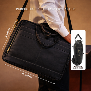 Leather Messenger Bag – 18” Laptop Briefcase