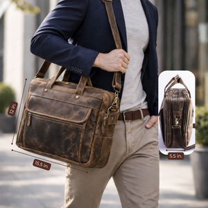 Brown Leather Messenger Bag – 15” Laptop Briefcase