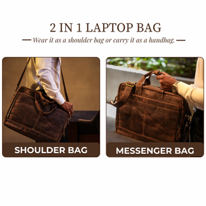 Leather Messenger Bag – 18” Laptop Briefcase