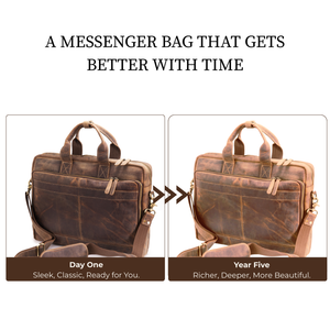 Leather Messenger Bag – 18” Laptop Briefcase