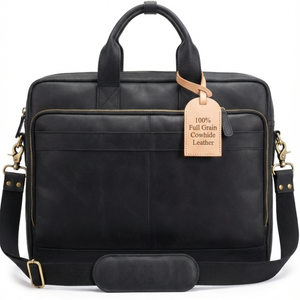 Leather Messenger Bag – 18” Laptop Briefcase