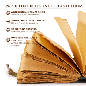 Vintage Leather Journal with Lock – Deckle Edge Paper