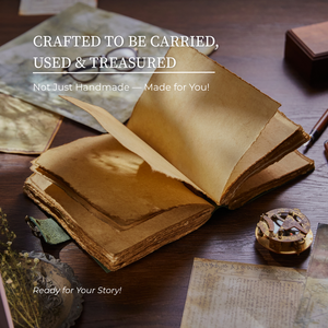 Vintage Green Leather Journal with Lock – Deckle Edge Paper