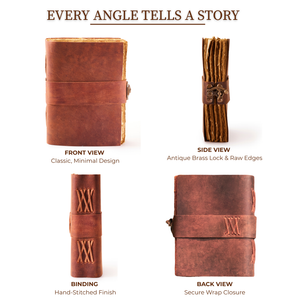 Vintage Leather Journal with Lock – 7x5 Inch Handmade Journal with Antique Deckle Edge Paper, Genuine Leather Writing Notebook by NomadCraftsCo.