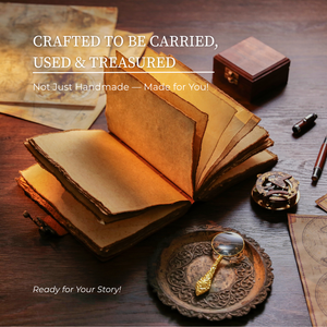 Vintage Leather Journal with Lock – 7x5 Inch Handmade Journal with Antique Deckle Edge Paper, Genuine Leather Writing Notebook by NomadCraftsCo.