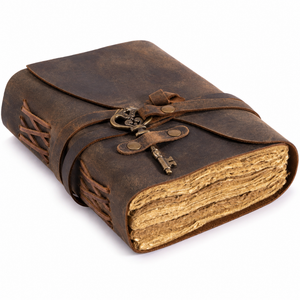 Vintage Leather Journal with Key – Deckle Edge Paper