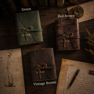 Vintage Leather Journal with Key – Deckle Edge Paper