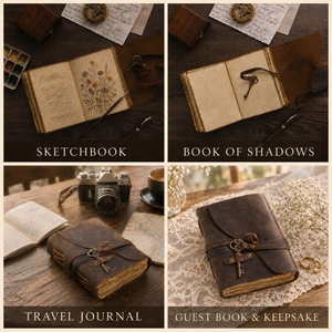 Vintage Leather Journal with Key – Deckle Edge Paper