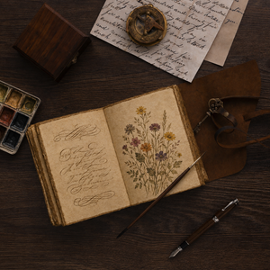 Vintage Leather Journal with Key – Deckle Edge Paper (Red Brown)