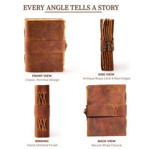 Weathered Brown Vintage Leather Journal with Lock – Deckle Edge Paper